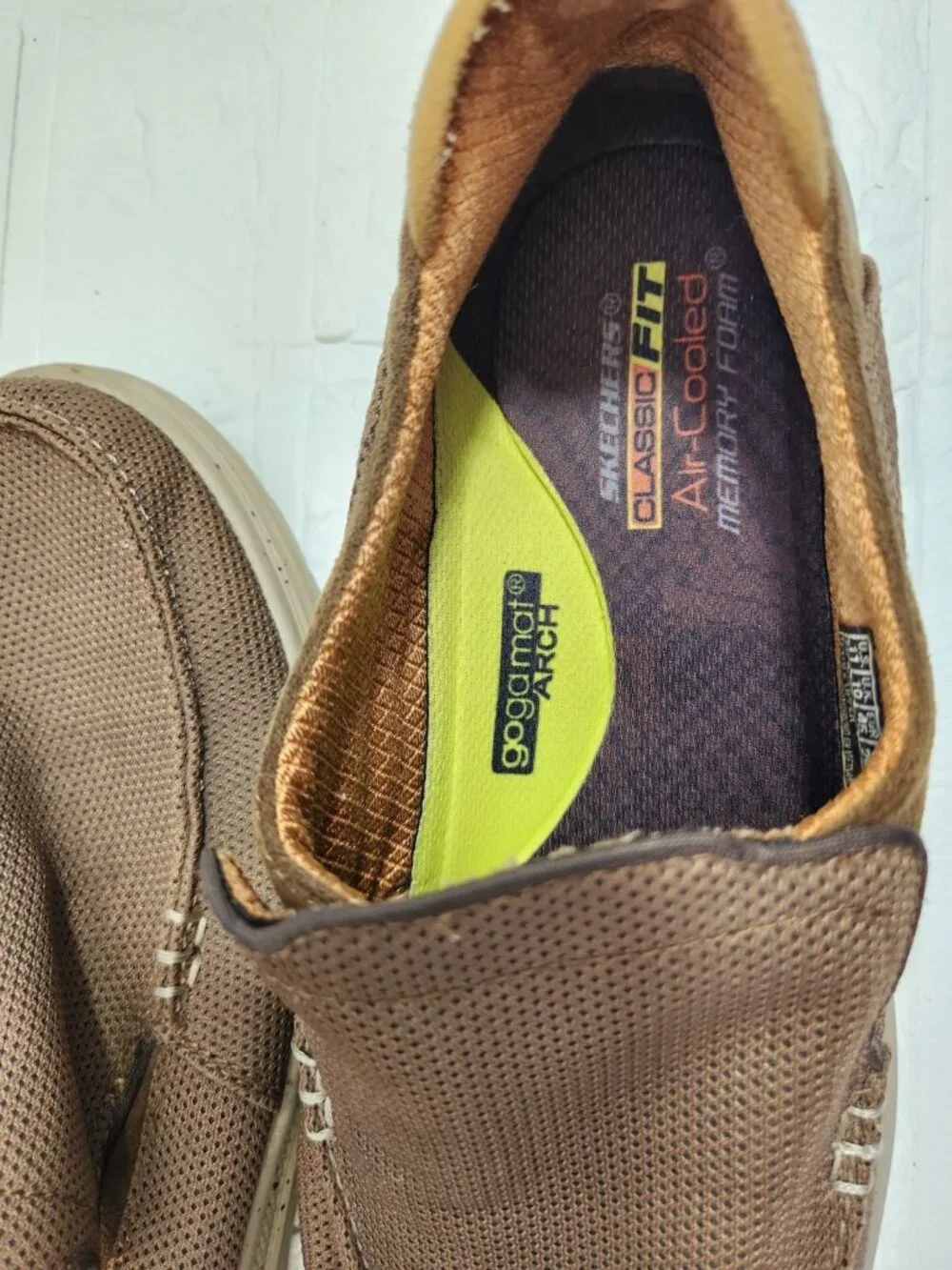 Skechers Classic Fit Air Cooled Loafers Men 11 Brown Memory Foam Slip On Comfort